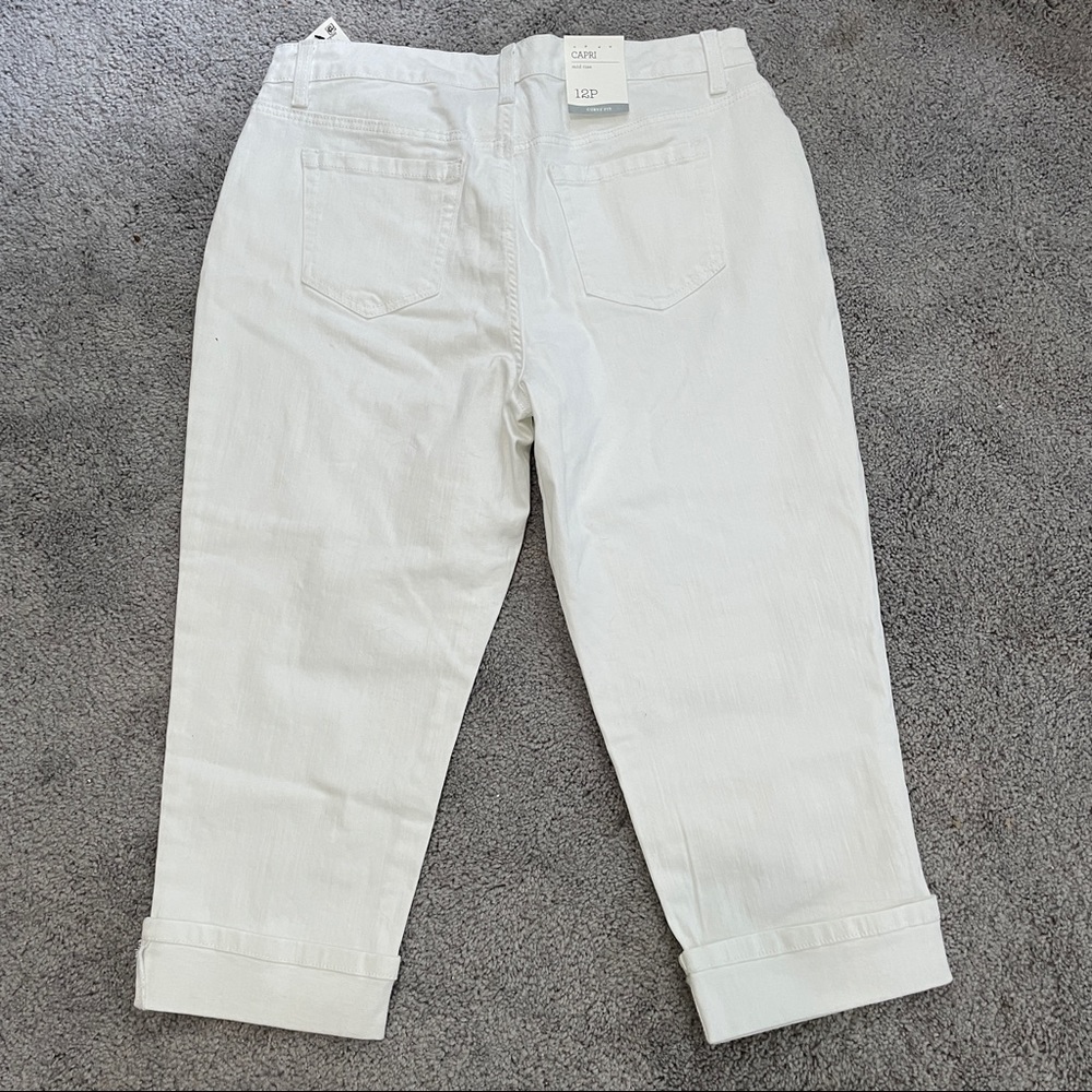 Style & Co Capri Denim White Pants Curvy Zip Stretchy 10"rise 5 Pocket 12P - Picture 7 of 11
